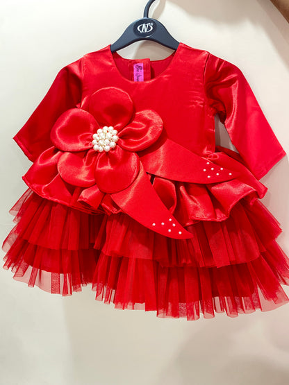 3D Flower Dress With Frills