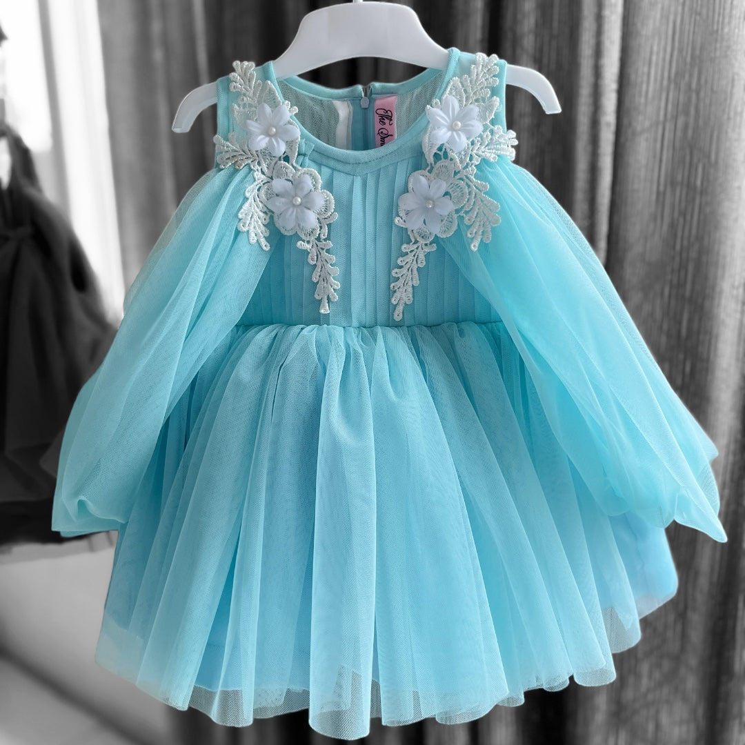 Ice Blue Falling Sleeves Dress