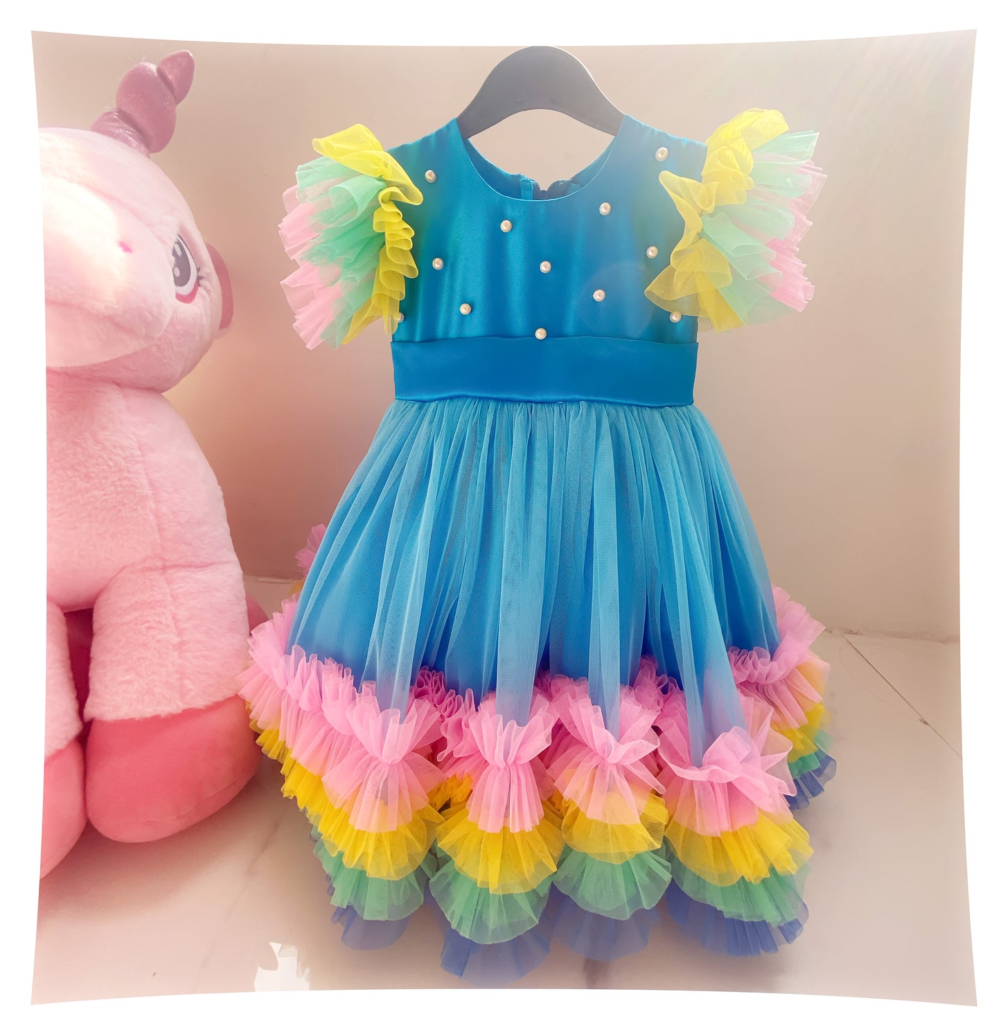 Blue Dress With Multi Frills