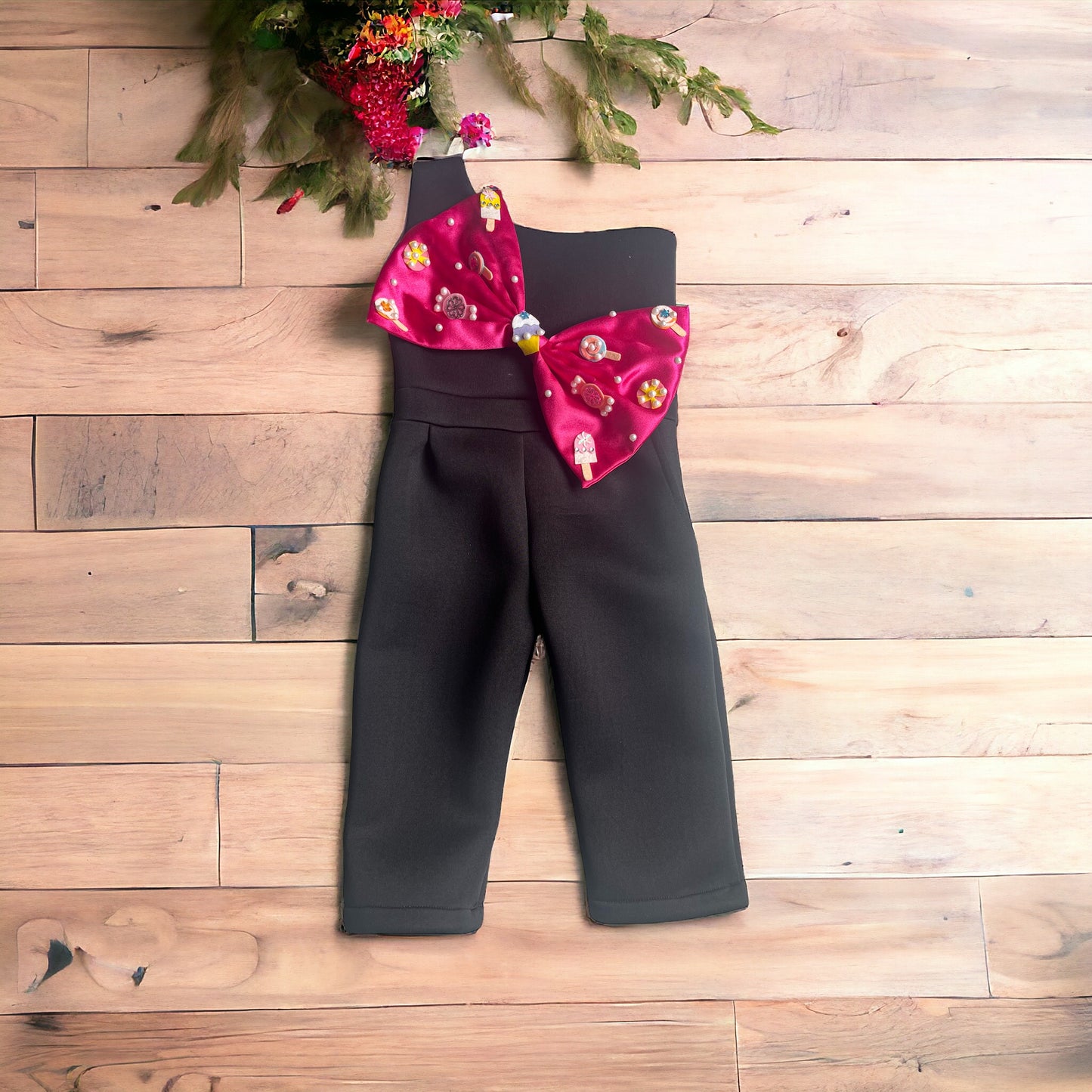 Black Jumpsuit With Big Candy Bow