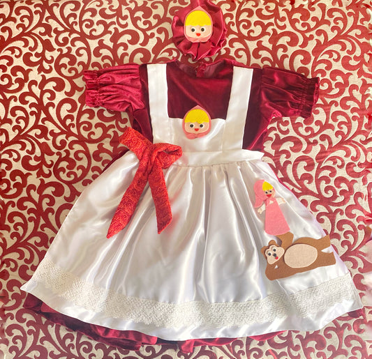 Masha Velvet Dress In Red White