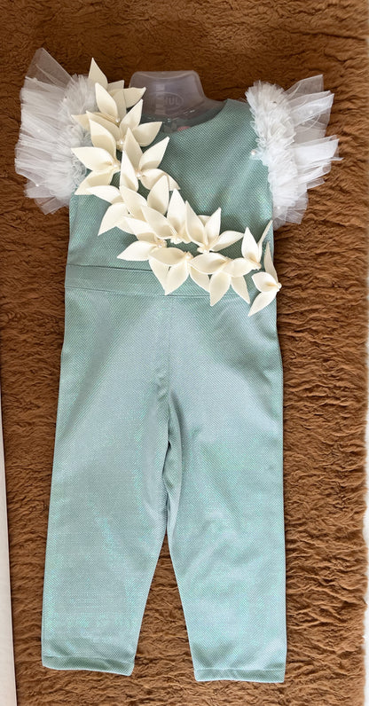Jumpsuit With White petals In Blue Colour.